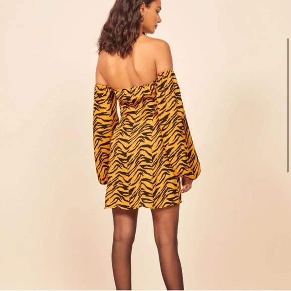 Reformation Roshay‎ Tiger Print Tigress Mini Dress 8 - Picture 3 of 10